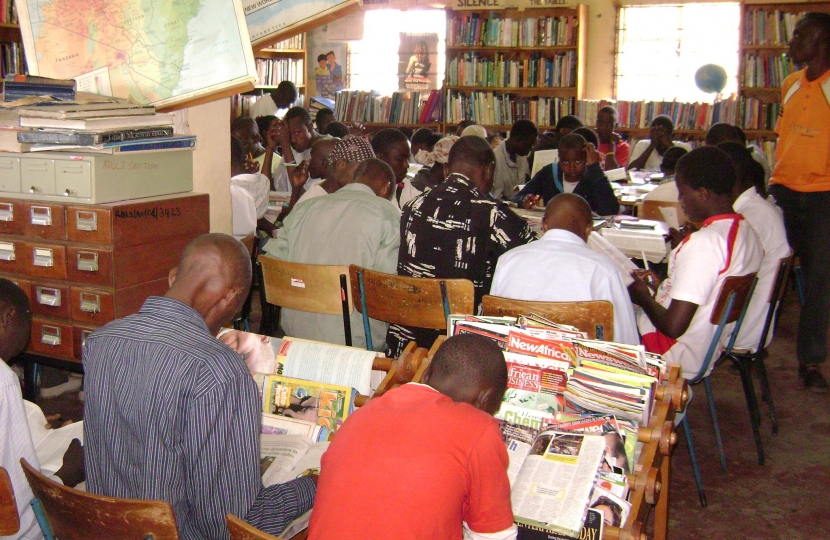 Adults using the library